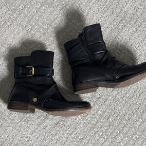 Miz Mooz Black Leather Combat Boots